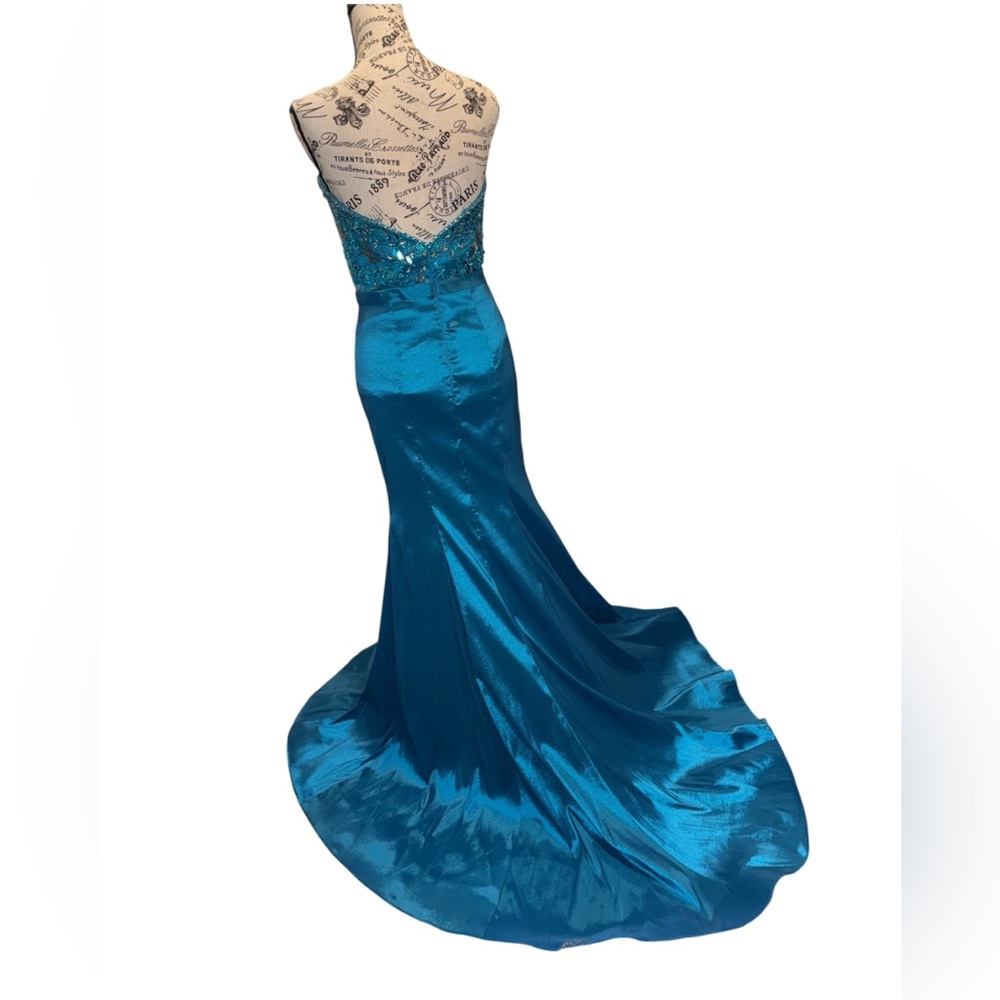 NWT Mac Duggal Formal Gown- Peacock - Picture 2 of 7